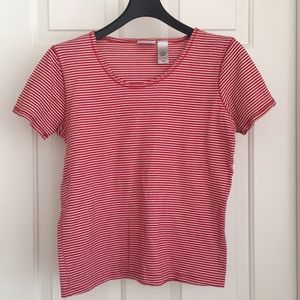 Villager Sport Top Small Red White Stripes Tee Short Sleeves T-Shirt